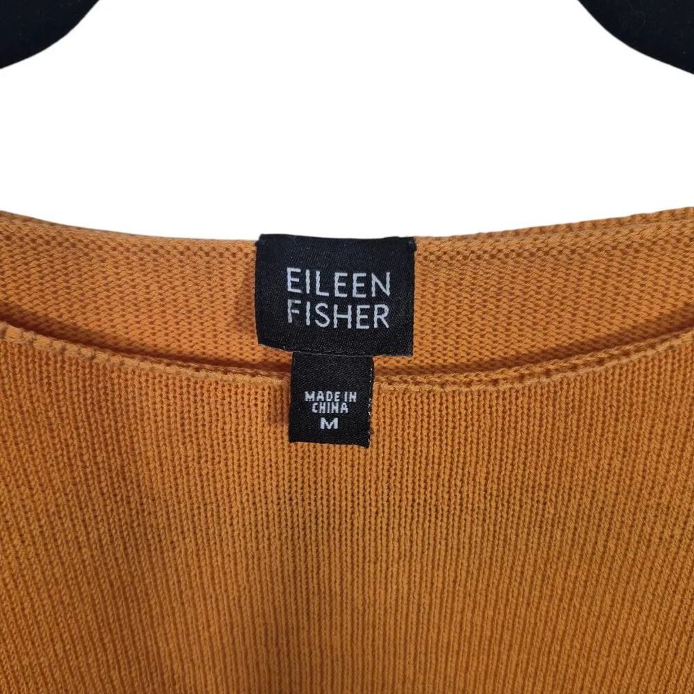 Vintage Eileen Fisher Womens Knit Sweater Size M Orange Cotton Top Sustainable - Picture 5 of 6